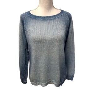 Avant Toi Linen Sweater Jumper Womens Medium Blue Lightweight Beachy Nautical